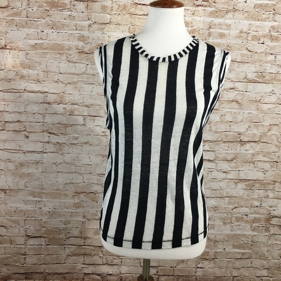 Zara Tops - Zara Special T Black & White Stripe Linen Tank